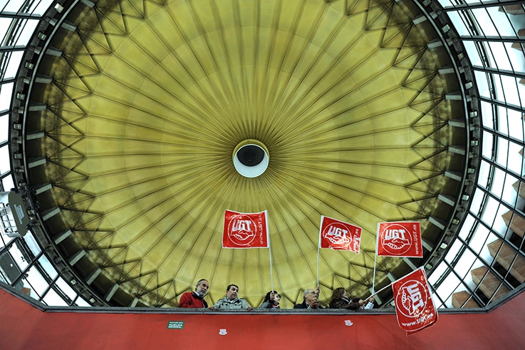 Sindicalistas de UGT durante la una huelga general en Madrid. FOTO: FERNANDO SÁNCHEZ.
