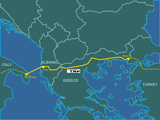 El gasoducto bautizado como Trans Adriatic Pipeline. Imagen: Genti77