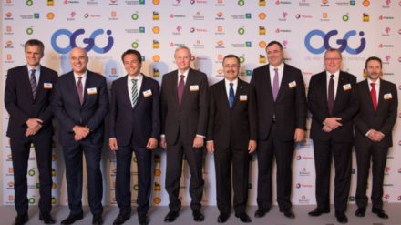 Los CEOs de BG Group, BP, Eni, Pemex, Saudi Aramco, Statoil, Total y Repsol en un evento organizado por la OGCI. Foto: OGCI.