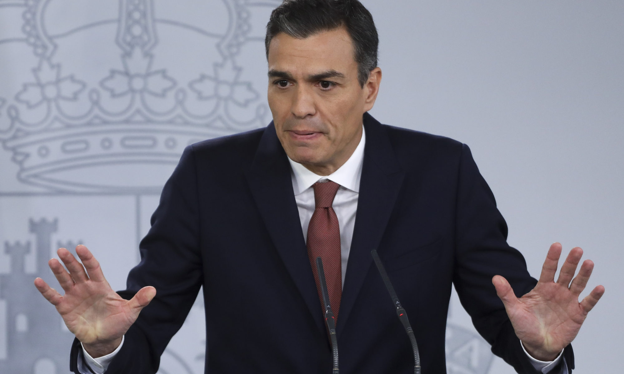 Pedro Sánchez durante una rueda de prensa en Moncloa. Foto: Reuters / Susana Vera.